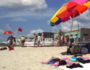 Banner Being Carried, Main Beach, Fernandina (Amelia Island, Florida)