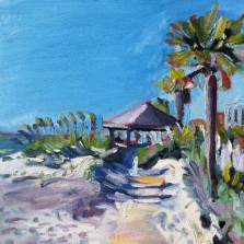 Boardwalk at Main Beach Park, Fernandina. Painting by David Nackashi.