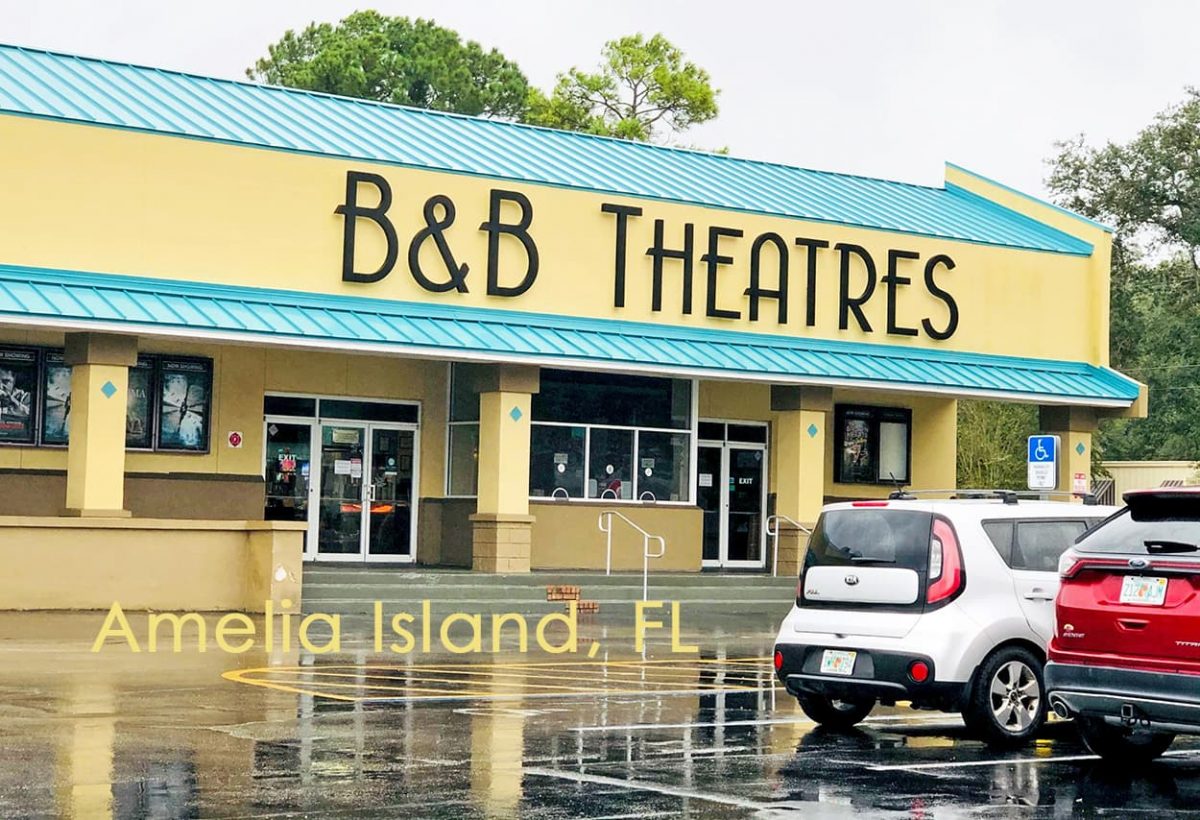 Amelia Island movie theater, B & B, Fernandina Beach reopened September 2020. Photo by AmeliaIslandLiving.com.