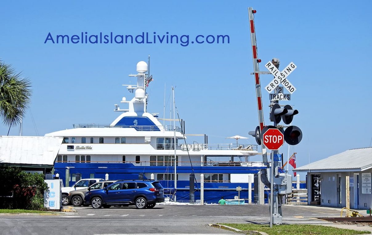 Bella Vita Mega Yacht at Fernandina Beach Harbor Marina, Amelia Island Living magazine