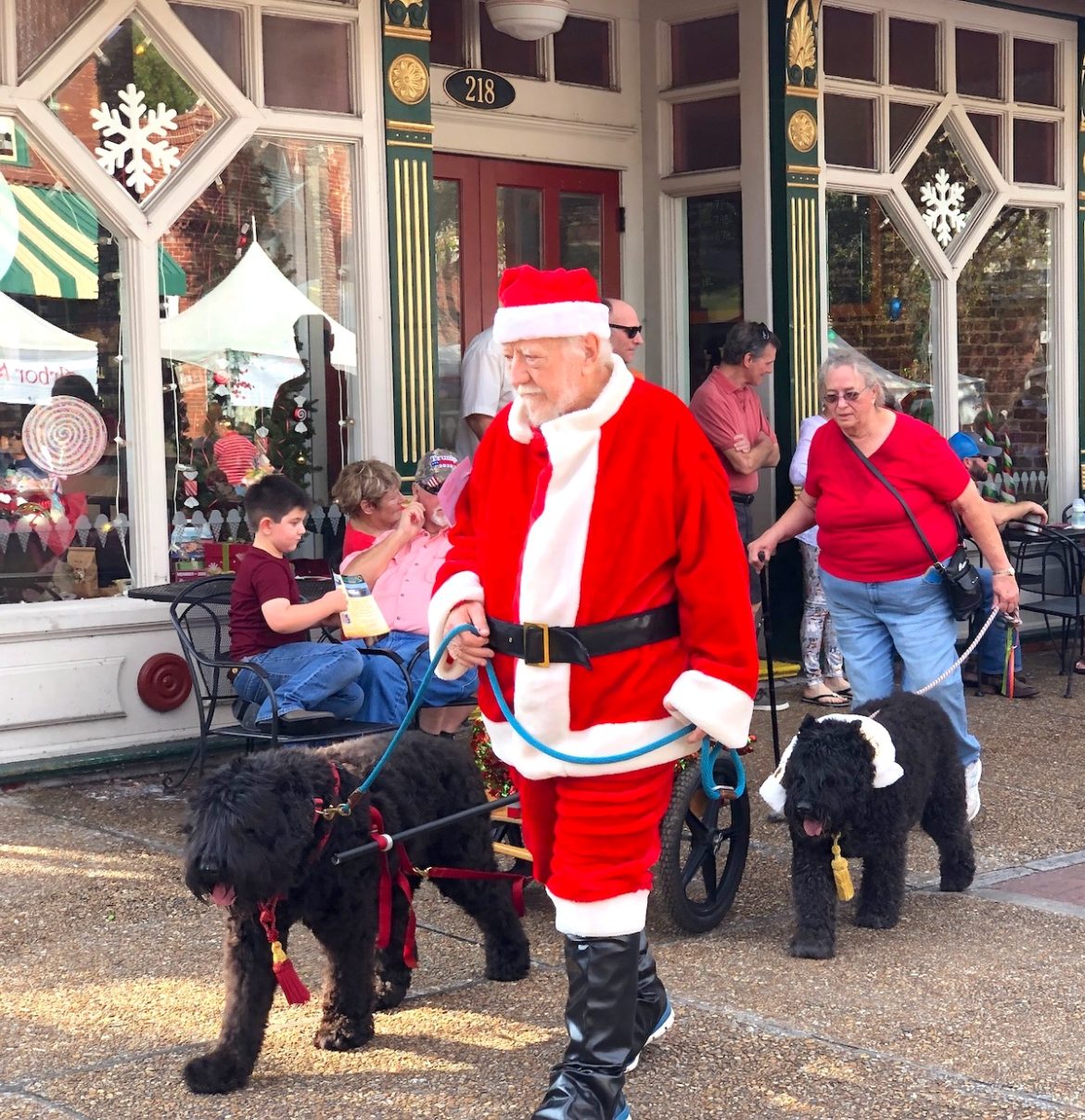 Santa on Centre Street, Parade of Paws in Fernandina Beach, Florida, annual holiday event held in December.