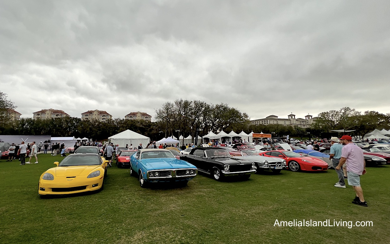 During "The Amelia" Concours weekend, pictured is "Cars & Caffeine" display at "Cars & Community" on Sat., March 4, 2023 at Golf Club of Amelia.