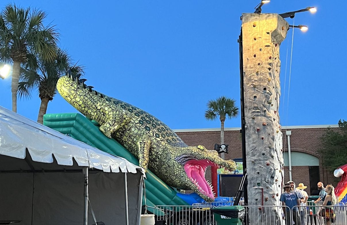 Isle of Eight Flags Shrimp Festival Kids Zone includes rock climbing, slides, rides and other activities (behind downtown library building).
