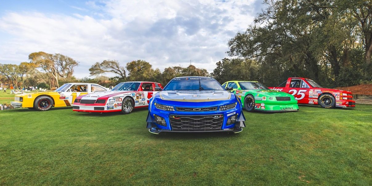 Hendrick Motorsports race cars displayed at Amelia Island Concours d'Elegance in March 2024. (Photo credit: The Amelia - Hagerty)